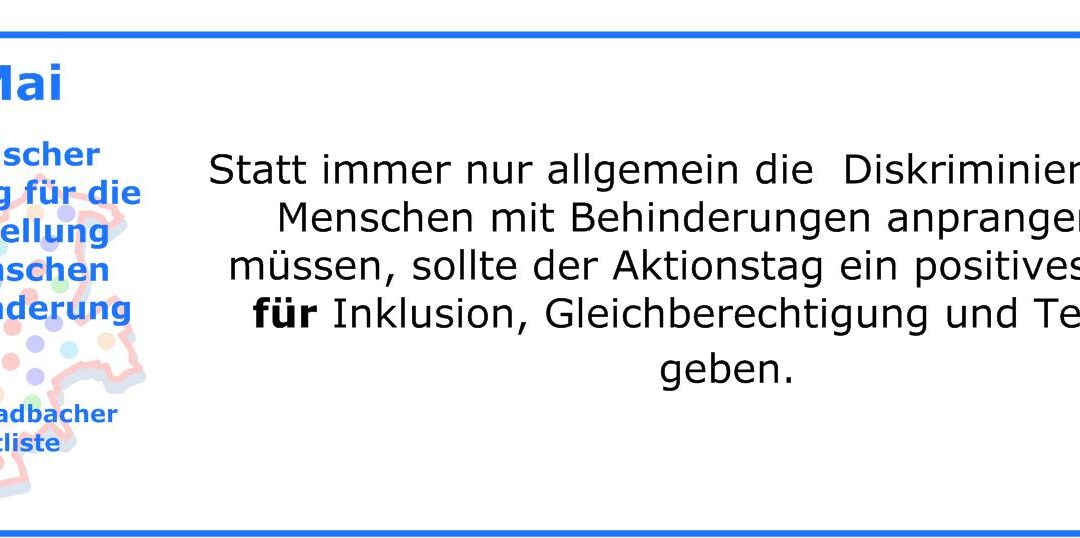 Inklusionsforum 2025 • „Protest­liste“ weist auf unterschiedlichste Problemfelder in Mönchenglad­bach hin • Ergänzungen durch “Jedermann” sind erwünscht